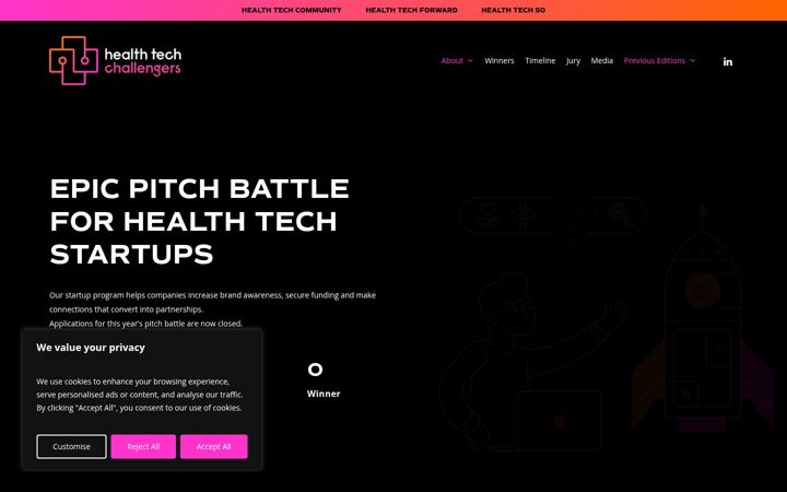 Screenshot of healthtechchallengers.com