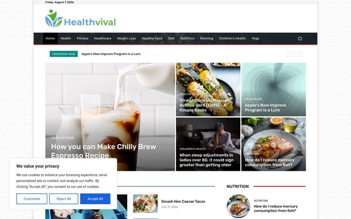 Screenshot of healthvival.com