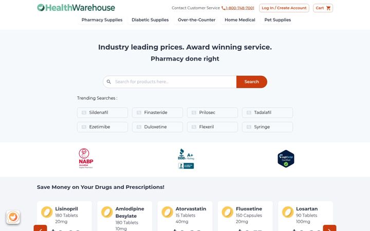 Screenshot of healthwarehouse.com