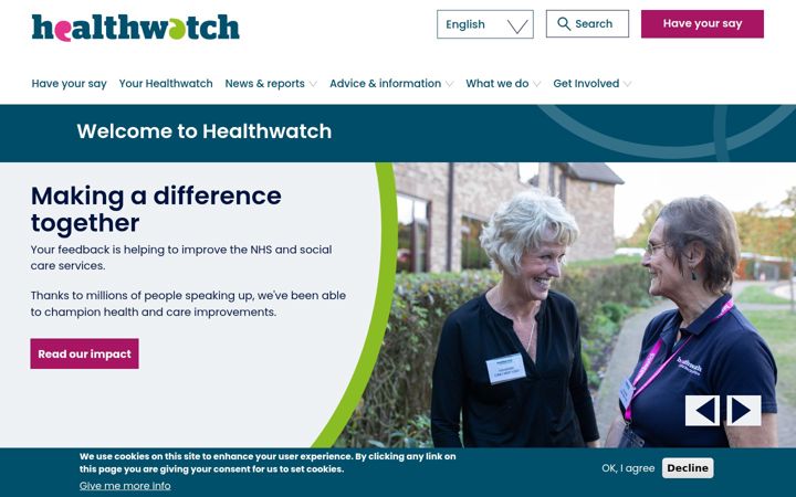 Zrzut ekranu healthwatch.co.uk