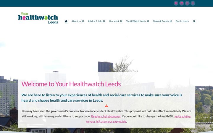 Screenshot of healthwatchleeds.co.uk