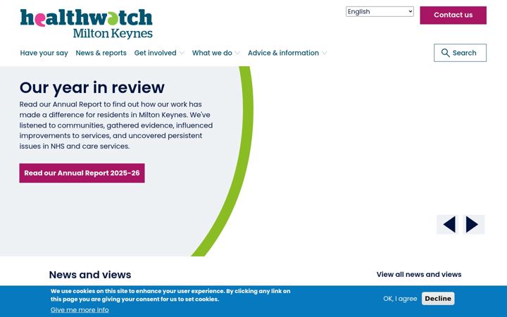 Screenshot of healthwatchmiltonkeynes.co.uk