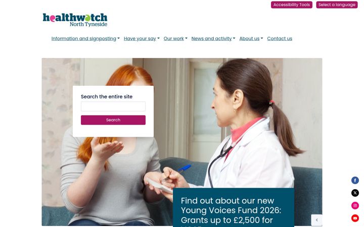 Screenshot of healthwatchnorthtyneside.co.uk