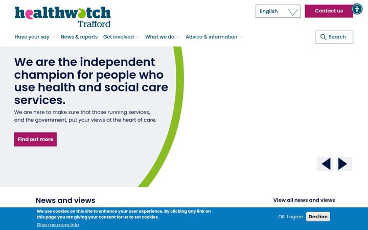 Screenshot of healthwatchtrafford.co.uk