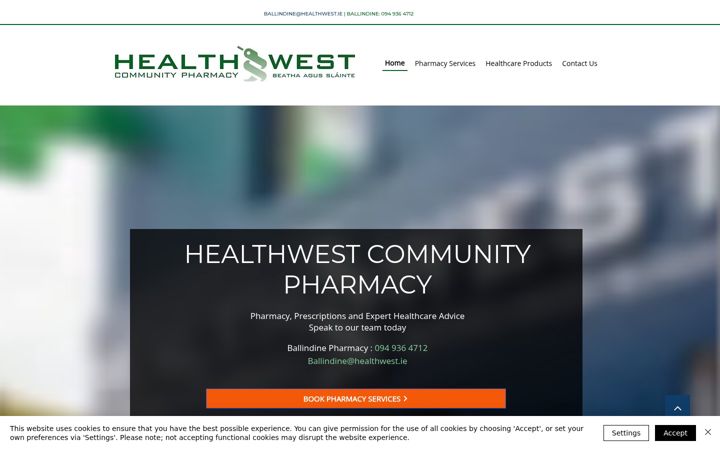 Screenshot of healthwest.ie