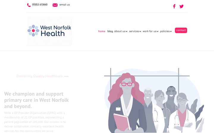 Screenshot of healthwestnorfolk.co.uk