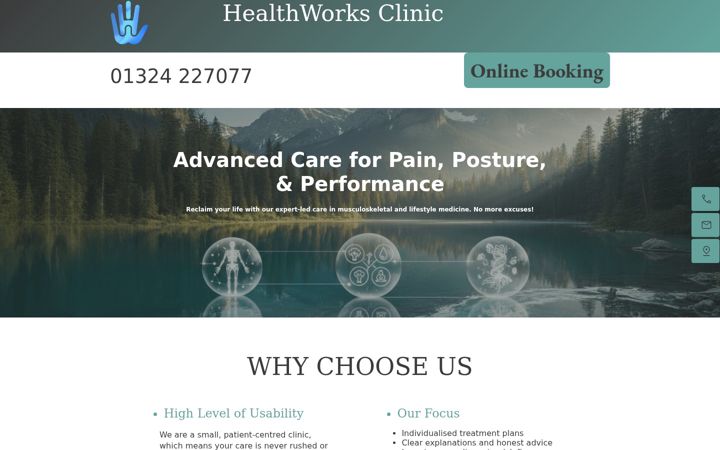 Screenshot of healthworksclinic.org.uk