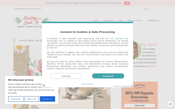 Screenshot of healthyandlovinit.com