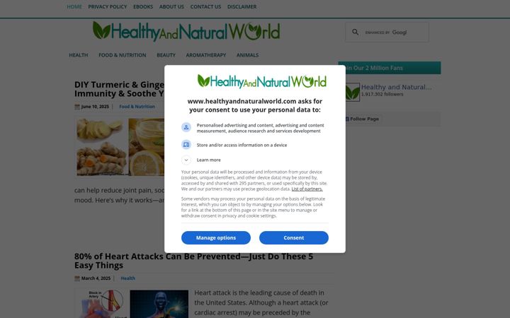Screenshot of healthyandnaturalworld.com