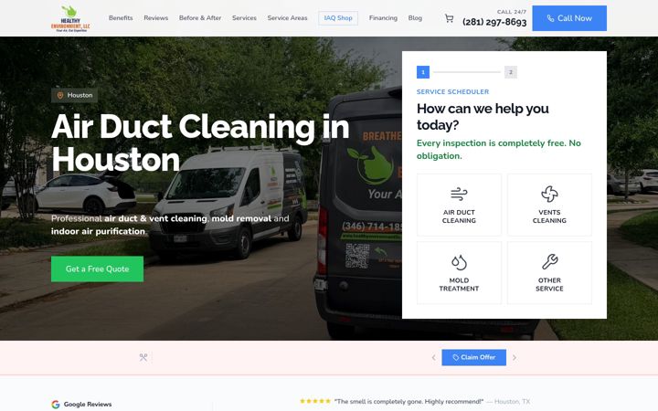 Screenshot of healthyenvironmentllc.com