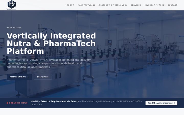 Screenshot of healthyextractsinc.com