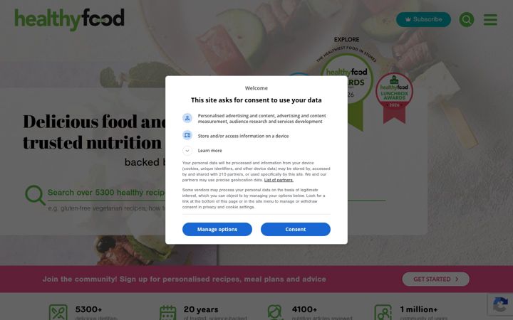 Snímek obrazovky healthyfood.com