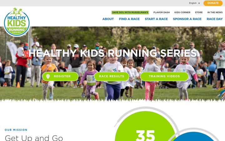 Screenshot of healthykidsrunningseries.org