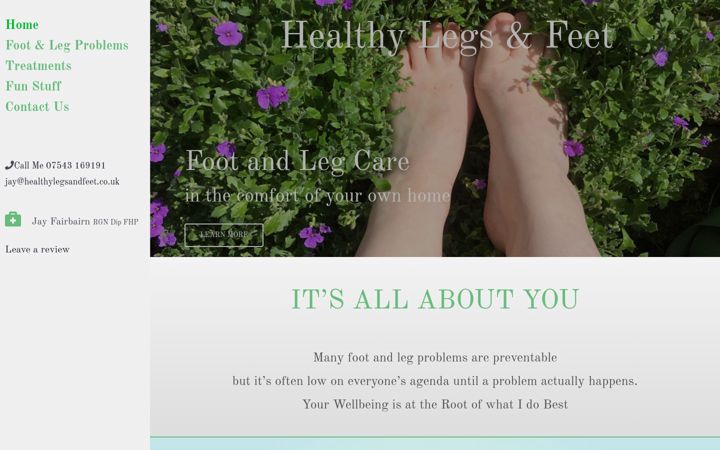 Screenshot of healthylegsandfeet.co.uk