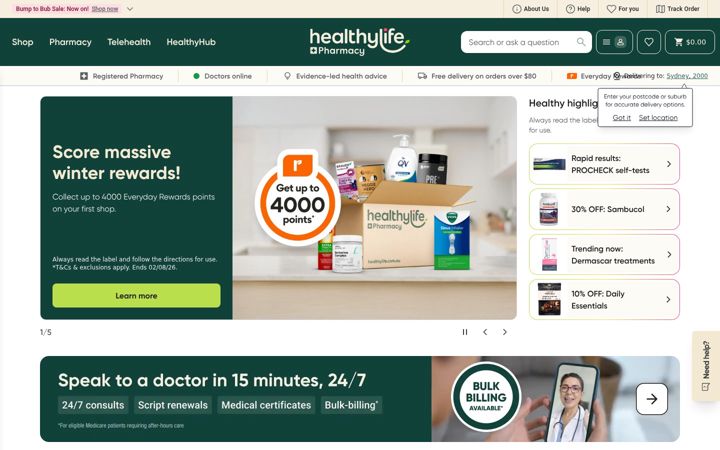 Screenshot of healthylife.com.au