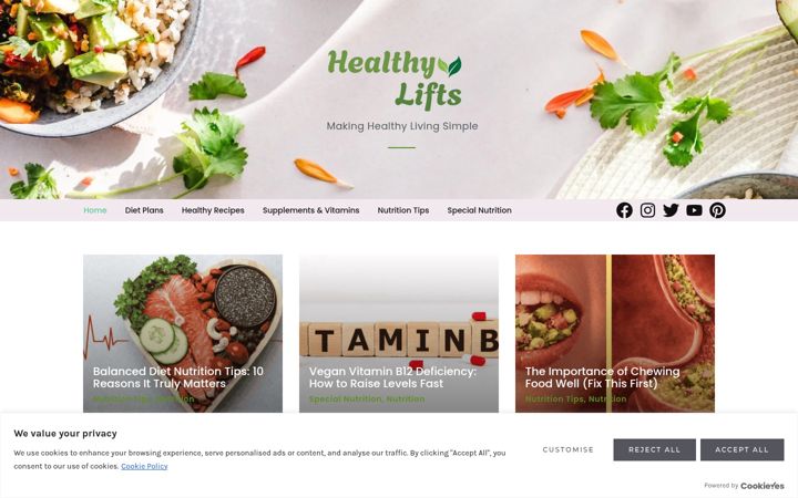 Screenshot of healthylifts.com