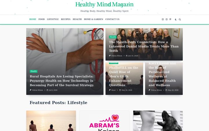 Screenshot of healthymindmagazine.com