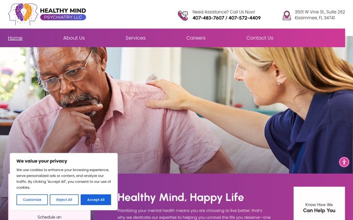 Screenshot of healthymindpsychiatryfl.com