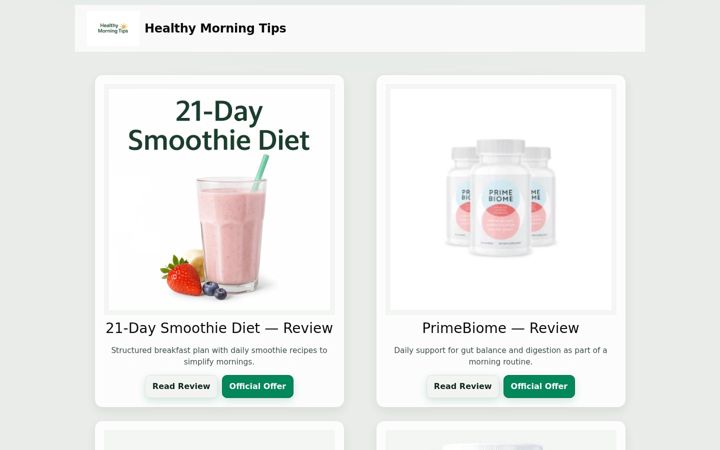 Screenshot of healthymorningtips.com