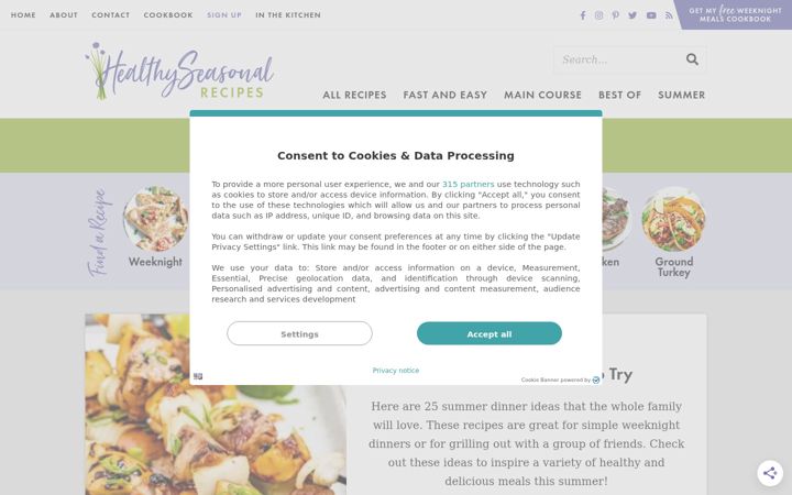 Screenshot of healthyseasonalrecipes.com