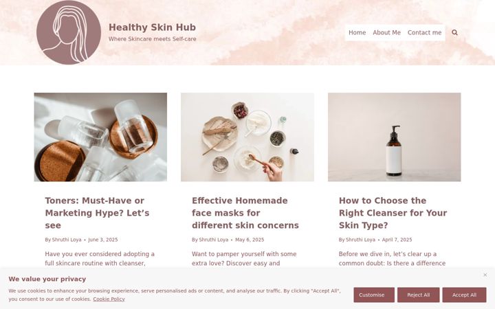 Screenshot of healthyskinhub.com