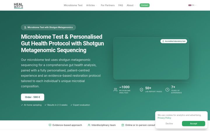 Screenshot of healwaysmicrobiome.com