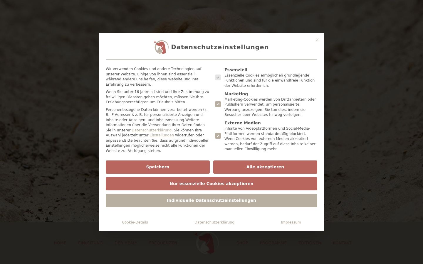 Screenshot des Einwilligungsbanners vor jeglicher Interaktion
