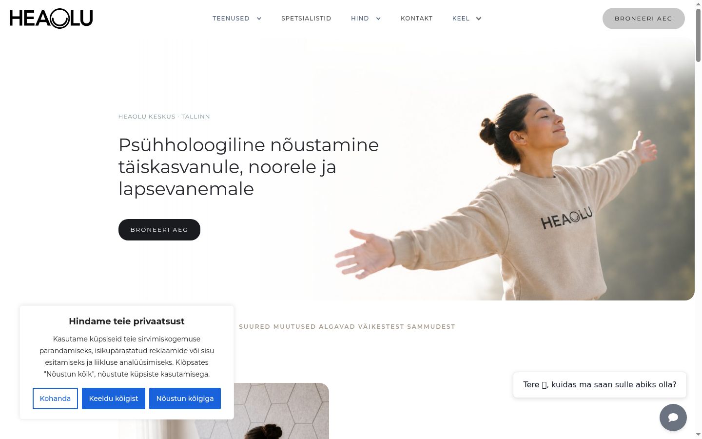 Ekrānuzņēmums ar piekrišanas baneri, kas tika rādīts pirms jebkādas mijiedarbības