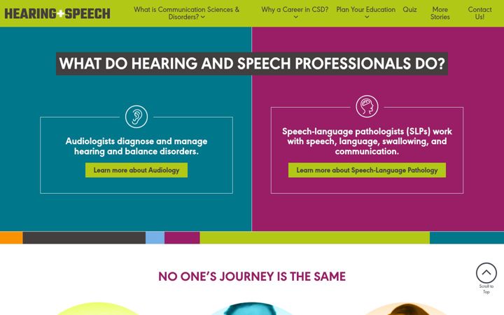 Screenshot of hearingandspeechcareers.org