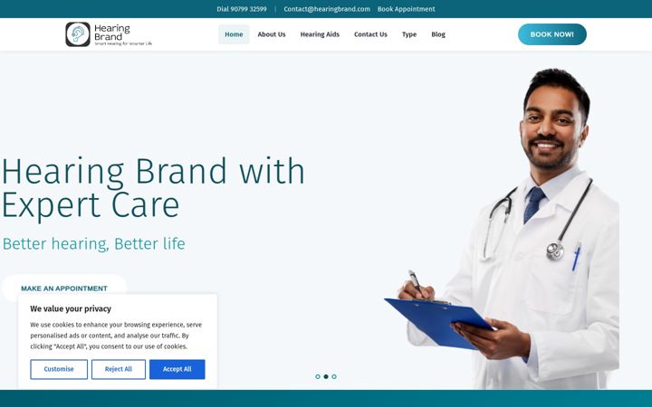 Screenshot of hearingbrand.com