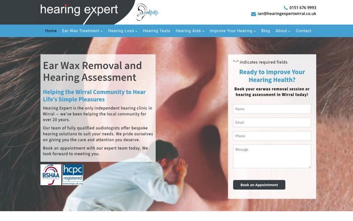 Screenshot of hearingexpertwirral.co.uk