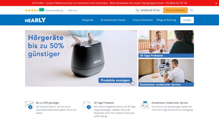 Screenshot of hearly.de