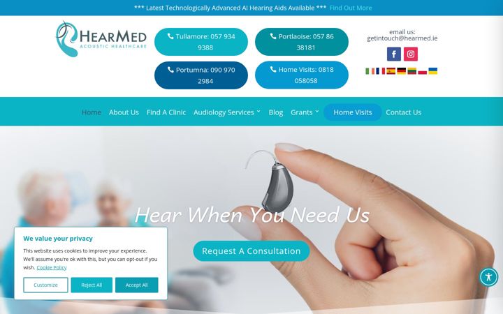 Screenshot of hearmed.ie