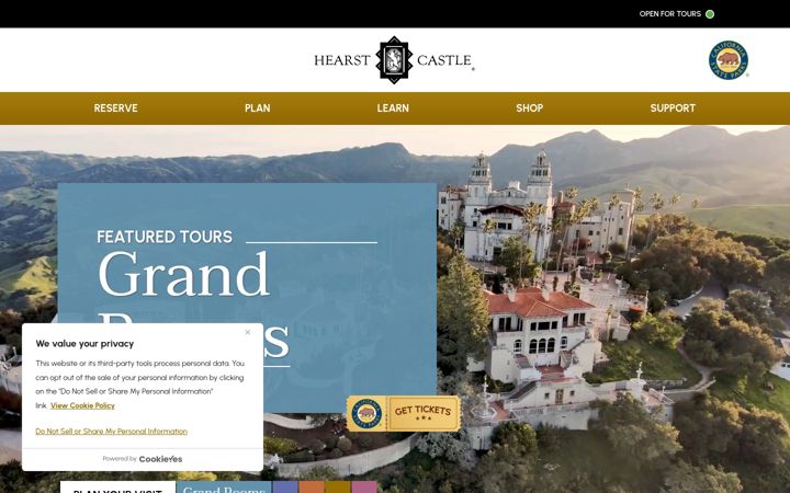 Screenshot of hearstcastle.org