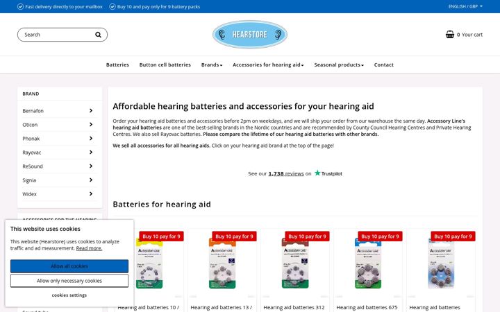 Screenshot of hearstore.co.uk