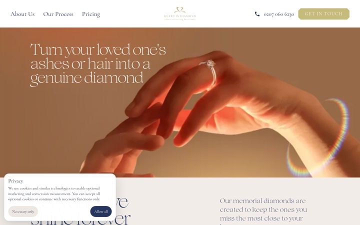 Screenshot of heart-in-diamond.co.uk