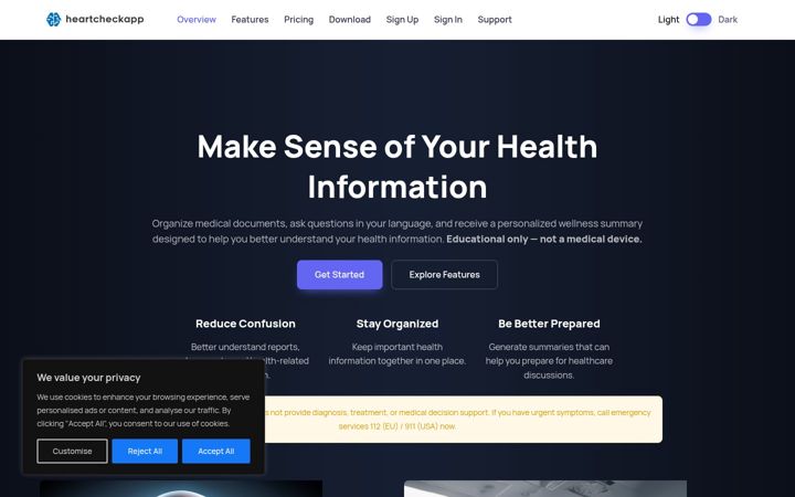 Screenshot of heartcheckapp.com