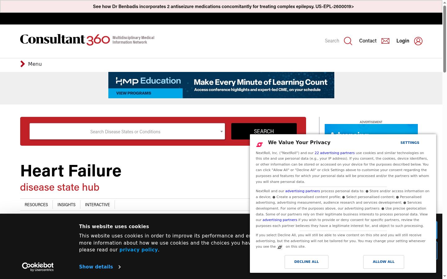 Screenshot tal-banner tal-kunsens muri qabel kwalunkwe interazzjoni