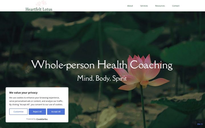 Screenshot of heartfeltlotuscoaching.com