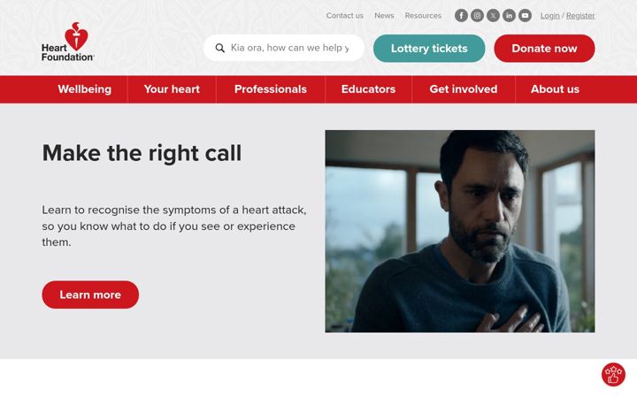 Screenshot di heartfoundation.org.nz