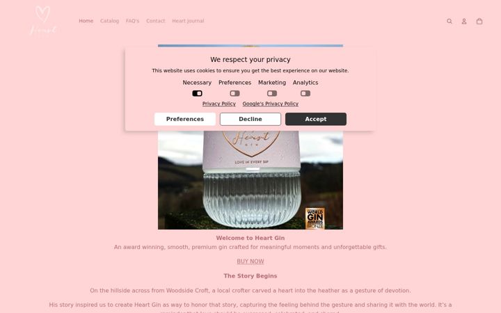 Screenshot of heartgin.com
