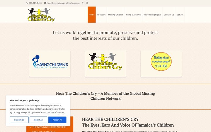 Screenshot of hearthechildrencryja.com