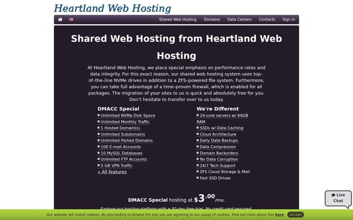 Screenshot of heartland-webhosting.com