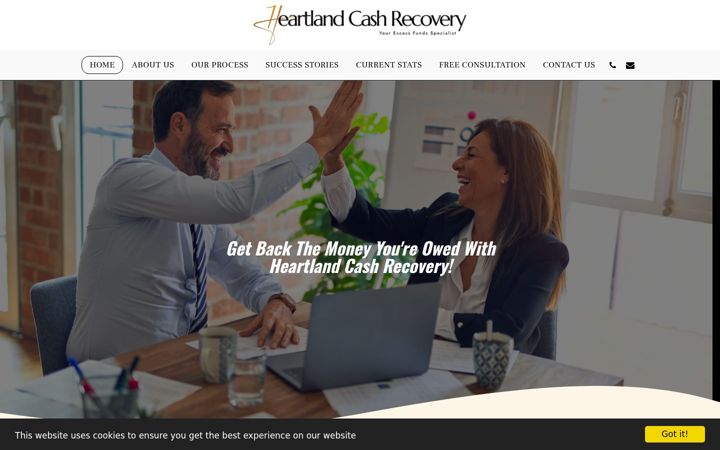 Screenshot of heartlandcashrecovery.com