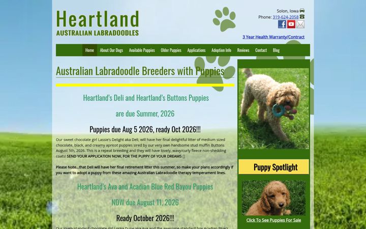 Screenshot of heartlandlabradoodles.com