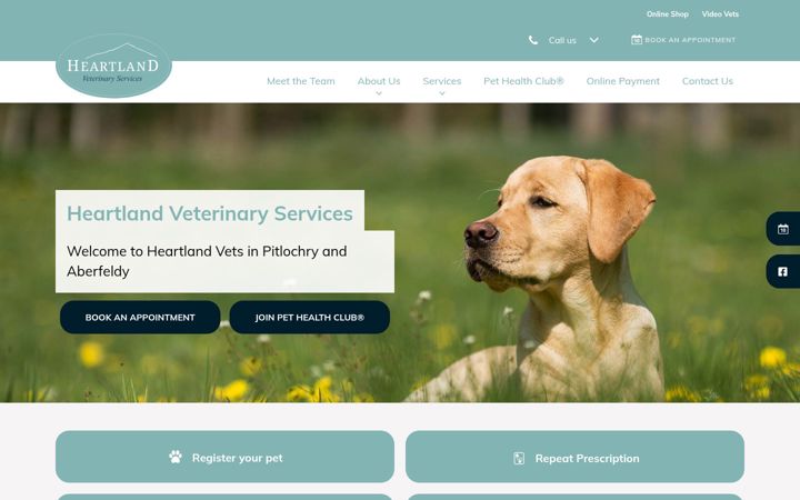 Screenshot of heartlandvets.co.uk