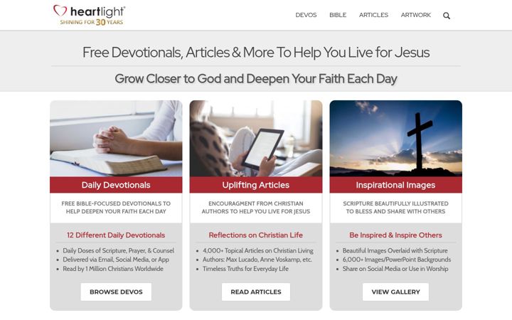 Screenshot of heartlight.org