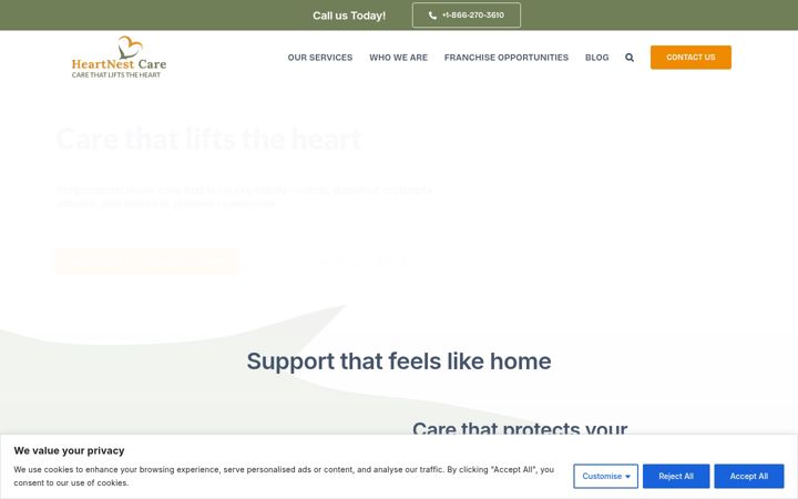 Screenshot of heartnestcare.ca