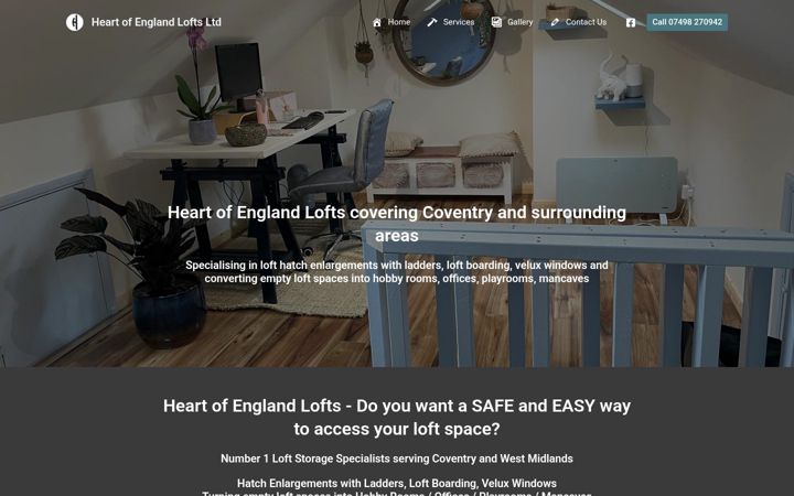 Screenshot of heartofenglandlofts.uk
