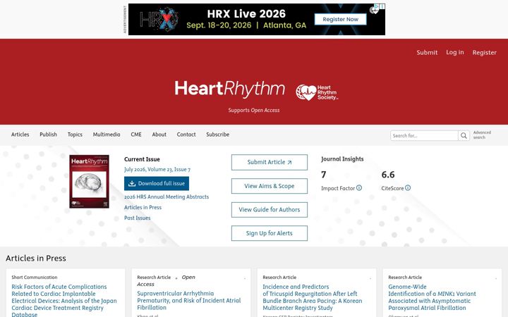 Screenshot of heartrhythmjournal.com